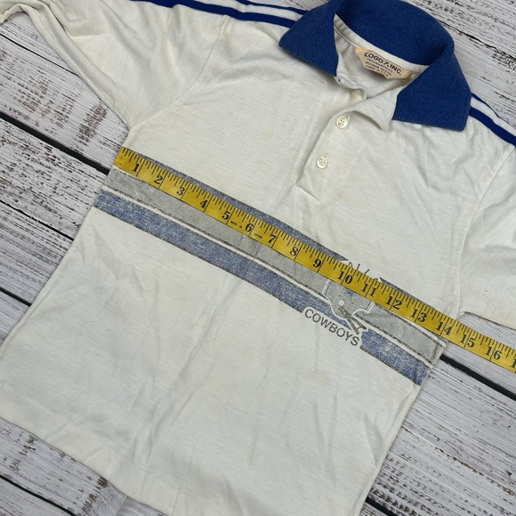 Vintage 70s DALLAS COWBOYS Logo 7 Youth Kids VTG Polo Shirt Striped NFL Faded - Picture 6 of 7